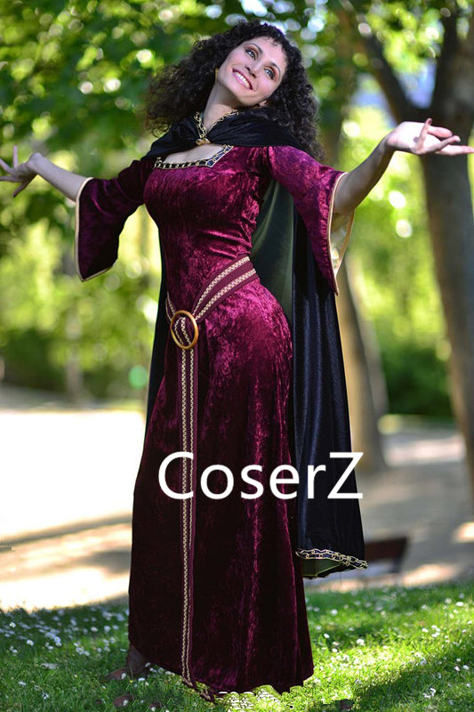 Tangled Mother Gothel Costume,Mother Gothel Cosplay Dress with Cape – Coserz